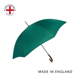 The Cotton® Polished Maple Handle Umbrella- Racing Green
