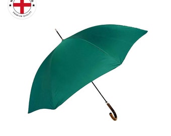 The Cotton® Polished Maple Handle Umbrella- Racing Green