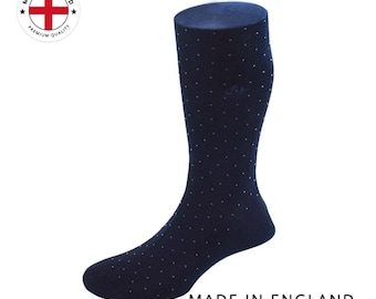 Pindot Cotton Blend Socks – Navy