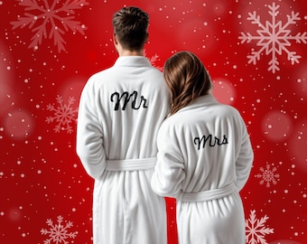 Mr. and Mrs. Bathrobes: Luxurious Matching Robes for Couples |  Customizable | 100% Turkish Cotton Terry | His and Hers | Christmas Bundle