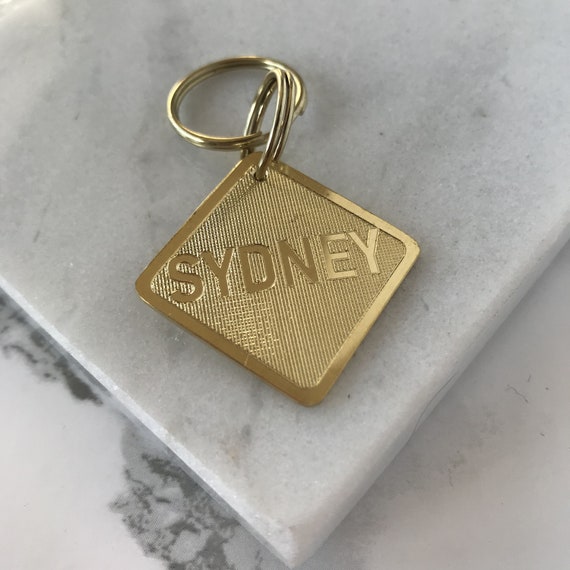 Engraved Brass Diamond Shape Dog Id Name Tag For Collar Etsy