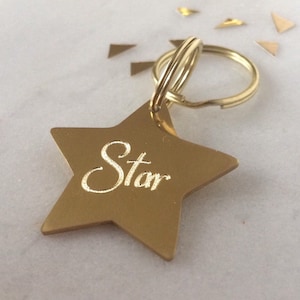 Stylish Star Shape Brass Dog ID Name Tag