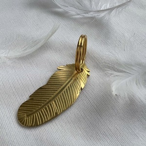 Feather Dog ID Name Tag in Brass