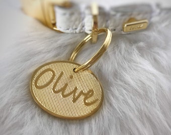 Handmade Brass Dog ID Tag: Double Sided Engraved Pet Tag