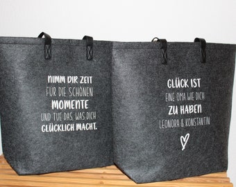 Filztasche Shoppingbag Baumwolltasche Shopper Accessoires Mode mit Spruch oder Wunschaufdruck Nachhaltig