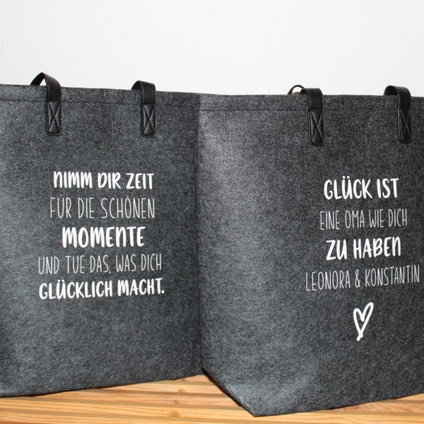 Filztasche Shoppingbag Baumwolltasche Shopper Accessoires Mode mit Spruch oder Wunschaufdruck Nachhaltig