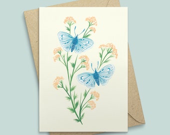 Light Blue Butterfly Pair- A6, Blank Greetings Card