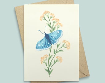 Blue Butterfly Greetings Card- Blank A6