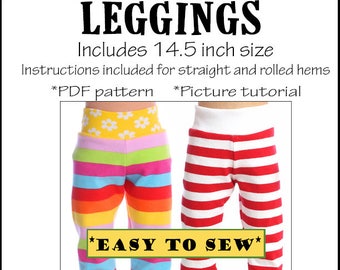 14.5 inch doll leggings sewing pattern PDF pattern pants pattern WildBYDesign Leggings pattern Instant download