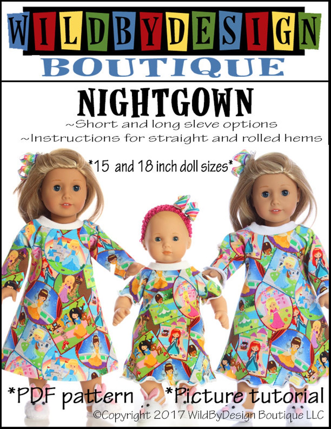18 Inch Doll Nightgown Sewing Pattern 15 Inch Pattern PDF Pattern