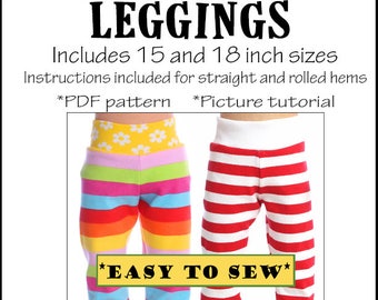 18 inch doll leggings sewing pattern 15 inch pattern PDF pattern pants pattern WildBYDesign Leggings pattern Instant download