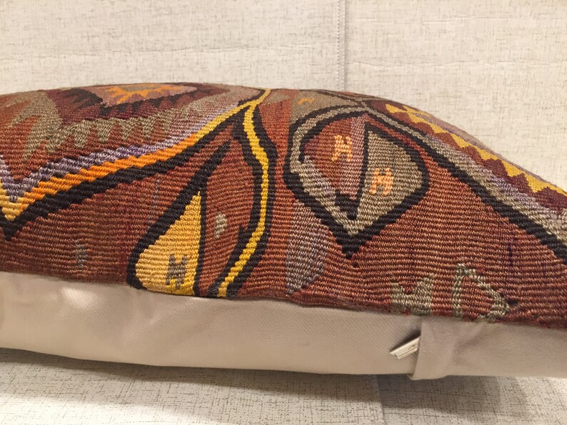 Kilim Lumbar Pillow,Handmade Throw Kilim Pillow,Decorative Pillow,Turkish Kilim Pillow,Home Decor Pillow,Wool Pillow,16x24 \u0130nch,40x60cm