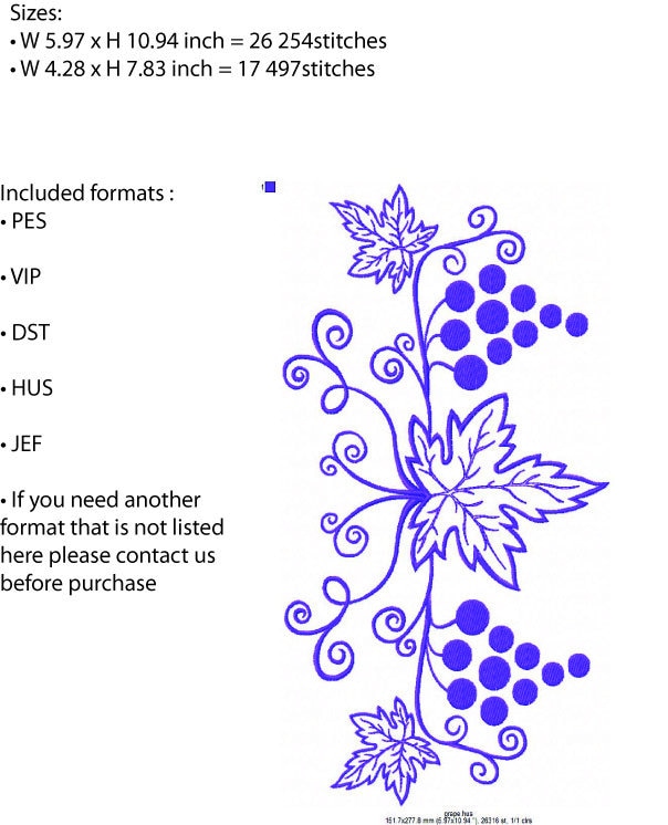 Machine Embroidery File, Embroidery Designs, Embroidery Patterns, Grape ...