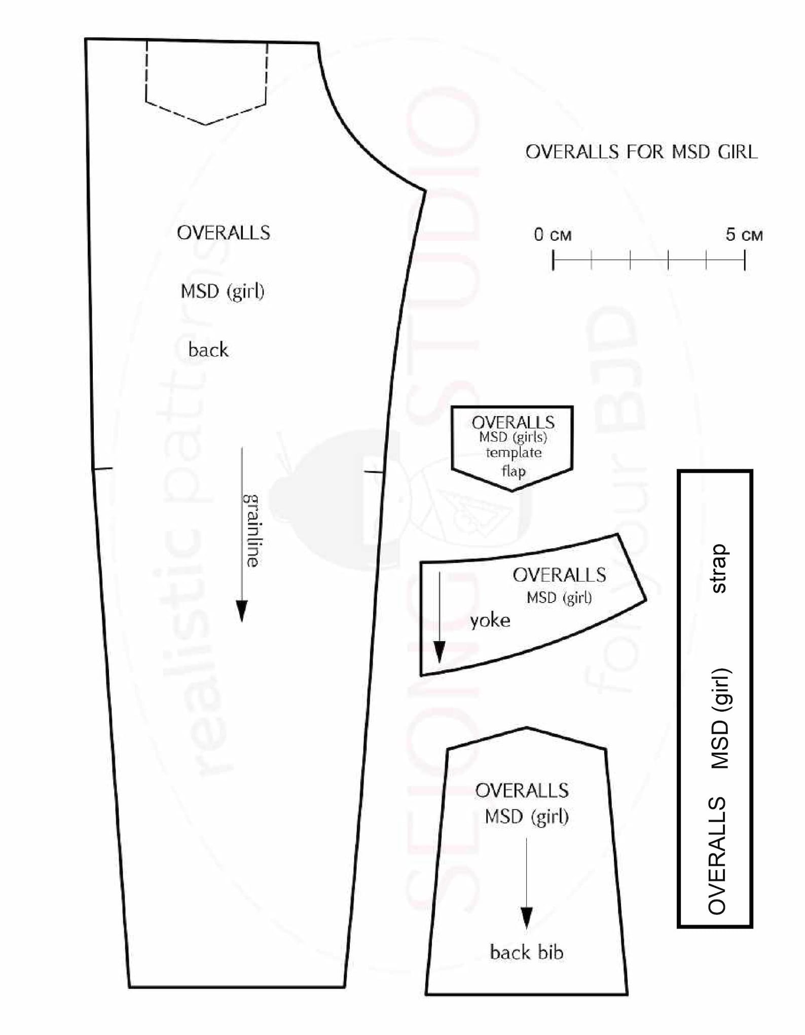 Overalls digital patterninstruction for BJD dolls MSD girl Etsy