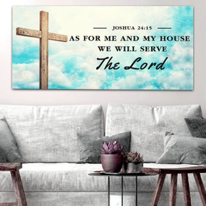 Cloudy #6 As for Me and My House We Will Serve the Lord Joshua 24 15 Wall Art | Hanging | Framed | Decor | Cross Wall Hanging | Sign