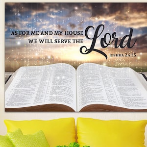 On the Bible #8 As for Me and My House We Will Serve the Lord Joshua 24 15 Wall Art | Bible Verse Christian Wall Art | Hanging |