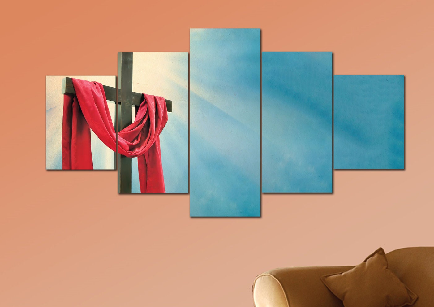 Cross With Robe Around Red Robe Around Cross #31 Canvas | Hanging | Framed | Home Decor ...