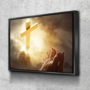 God Answers Prayers #25 Canvas | Prayer Art | Prayer Framed Wall Decor Hanging | Prayer Artwork | Prayer Hands Art | Praying Wall Art