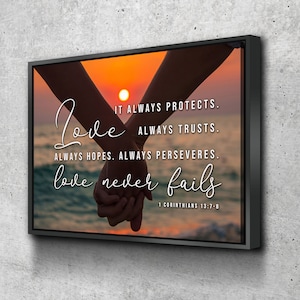 1 Corinthians 13 'Love is Patient Love is Kind' #25 Wall Art Canvas Hanging Decor Print Framed Bible Verse Scripture Christian Sign for Home