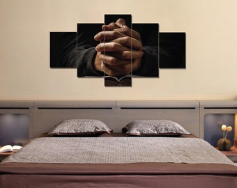 Quiet Hands in Gebed #13 Wall Art | Hangen | Ingelijst | Home Decor | Gebedsmuur hangen | Bidden grote kunst | Biddende handen Kunst