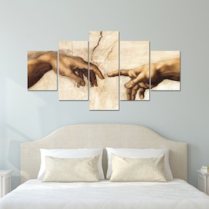 Michelangelo&#39;s Creation of Adam | Christian Canvas | Religious Gifts | Wall Art | Home Decor Paintings | Gift for woman | Print