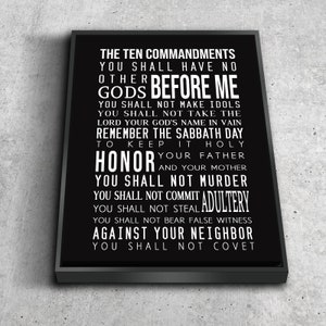 Black & White #9 10 Commandments Wall Art Canvas Framed Ten Commandment Hanging Artwork Print