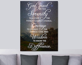 Serenity Prayer #3 Wall Art Canvas Print Framed Wall Hanging Decor Sign | God Grant Me Serenity Accept Things I Cannot Change Verse Saying