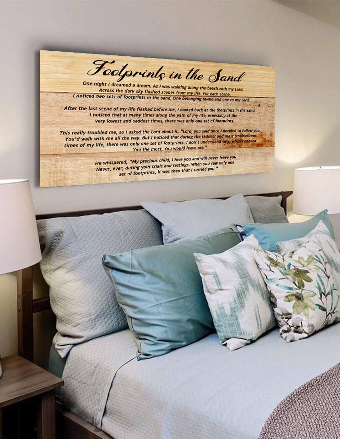 Clean Wood 15 Footprints in the Sand Wall Art Decor Canvas Etsy