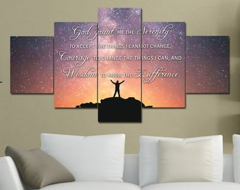Serenity Prayer #19 Wall Art Canvas Print Framed Wall Hanging Decor Sign | God Grant Me Serenity Accept Things I Cannot Change Serene Prayer