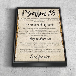 Psalm 23 #1 &#39;The Lord is my Shepherd&#39; Wall Art Canvas Print Framed Wall Hanging | 23rd Psalms Wall Art Canvas Print Hanging