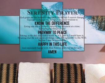 Serenity Prayer #17 Wall Art Canvas Print Framed Wall Hanging Decor Sign | God Grant Me Serenity Accept Things I Cannot Change Verse Saying
