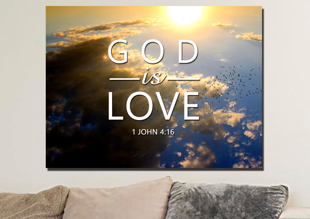 1 John 4:16 God is Love Bible Verse Wall Art Canvas Scripture Home ...