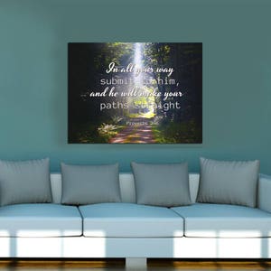 Proverbs 3:6 5 NIV He Will Direct Your Path Scripture Art, Framed Bible verses, Religious framed art, Wall Hangings, Christian image 5