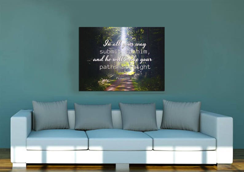 Proverbs 3:6 5 NIV He Will Direct Your Path Scripture Art, Framed Bible verses, Religious framed art, Wall Hangings, Christian image 5