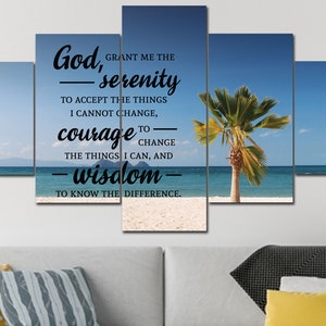 Serenity Prayer #21 Wall Art Canvas Print Framed Wall Hanging Decor Sign | God Grant Me Serenity Accept Things I Cannot Change Serene Prayer