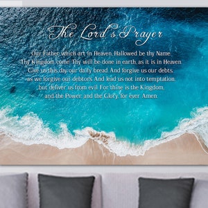 Top-Down Beach View #11 The Lords Prayer Wall Art | Hanging | Framed | Wall Decor | Bible Verse | Quote | Scripture | Canvas | Print