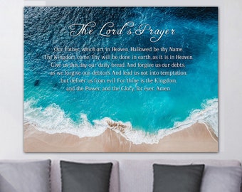 Vista a la playa de arriba hacia abajo #11 Los Señores Oración Arte de pared / Colgante / Enmarcado / Decoración de la pared / Versículo bíblico / Cita / Escritura / Lienzo / Impresión
