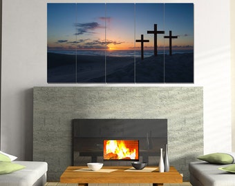Christian Cross at Sunrise Sunset Wall Art #35 | Hanging | Framed | Home Decor | Cross Wall Hanging | wall crosses |  Large Cross Decor |