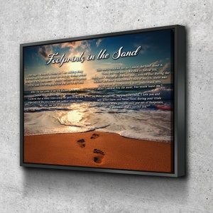 To Water 11 Footprints in the Sand Wall Art Decor Canvas Hanging Print ...