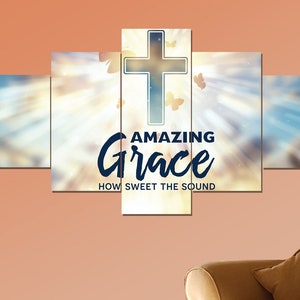 Amazing Grace #6 How Sweet The Sound Wall Art | Sign | Wall Hanging | Framed | Decor | Print | Canvas | Gift | Cross | Wall Decor | Home