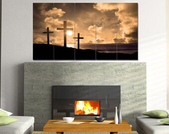 Christian Cross at Sunrise Sunset Wall Art #38 | Hanging | Framed | Home Decor | Cross Wall Hanging | wall crosses |  Large Cross Decor |