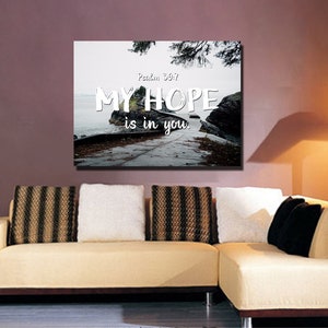 Psalm 39:7 My Hope is in You Bible Verse Wall Art Canvas Scripture Home Decor Religious Framed Painting Gifts