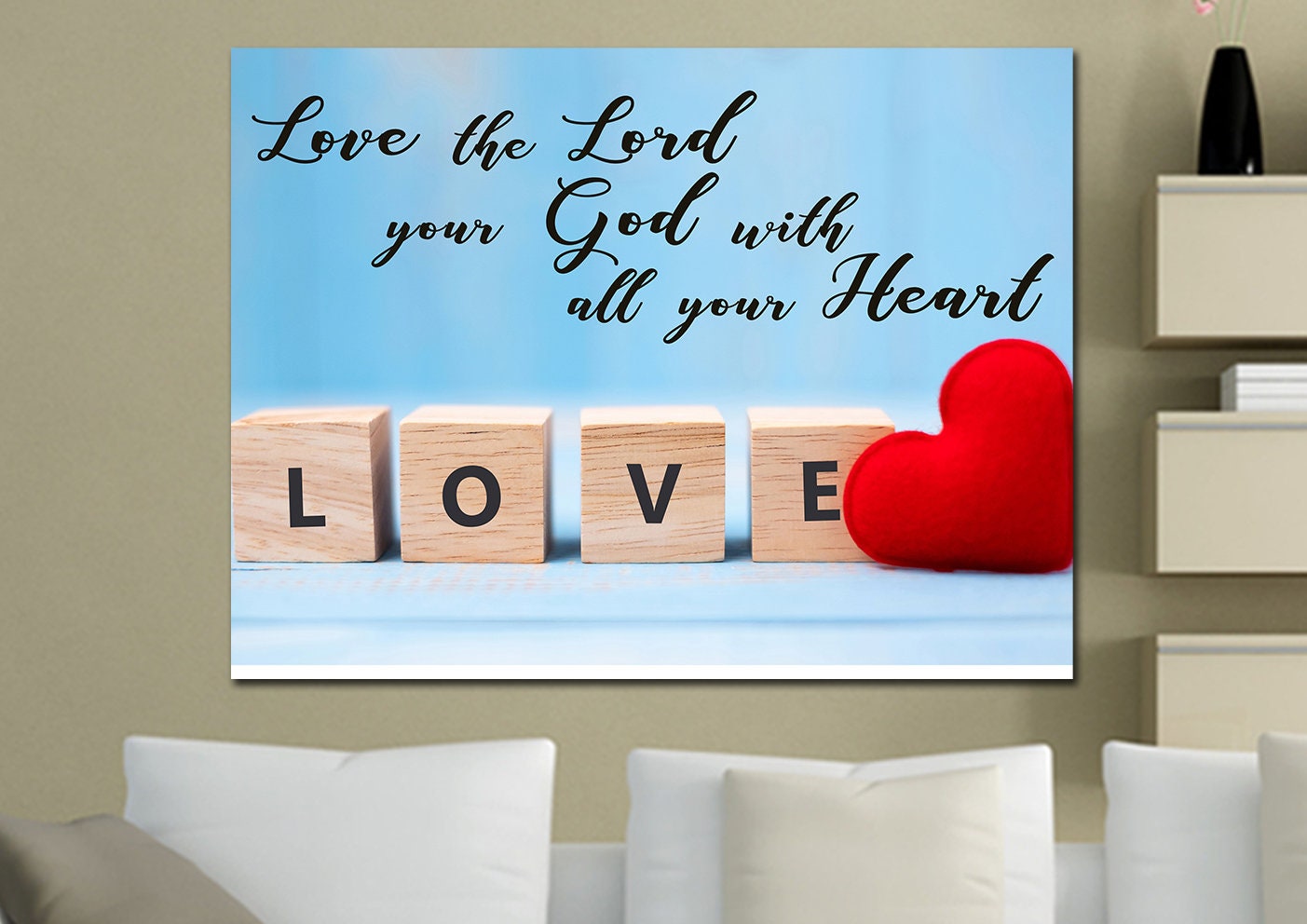 Blocks #4 Love the Lord Your God With All Your Heart Soul Mind Wall Art ...