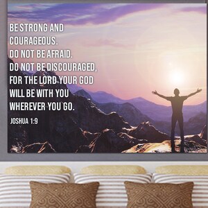 The Summit #10 Be Strong and Courageous Wall Art | Hanging | Framed | Wall Decor | Bible Verse | Quote | Scripture |  Joshua 1:9