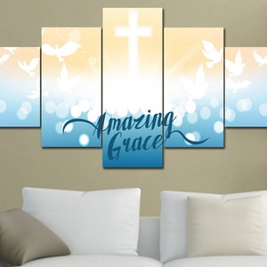 Amazing Grace #2 How Sweet The Sound Wall Art | Sign | Wall Hanging | Framed | Decor | Print | Canvas | Gift | Cross | Wall Decor | Home