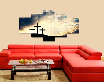 Christian Cross at Sunrise Sunset Wall Art #36 | Hanging | Framed | Home Decor | Cross Wall Hanging | wall crosses |  Large Cross Decor |