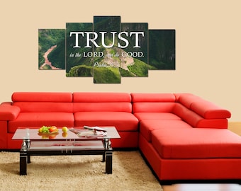 Psalm 37:3 Trust in the Lord & Do Good - Christian Bible Verse Wall Art Canvas Scripture Religious Artwork Painting Home Decor prints