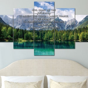 Serenity Prayer #12 Wall Art Canvas Print Framed Wall Hanging Decor Sign | God Grant Me Serenity Accept Things I Cannot Change Serene Prayer