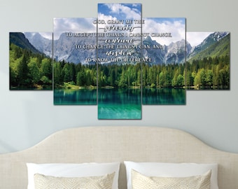 Serenity Prayer #12 Wall Art Canvas Print Framed Wall Hanging Decor Sign | God Grant Me Serenity Accept Things I Cannot Change Serene Prayer