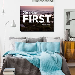 Romans 12:10 Put Others First Bible Verse Wall Art Canvas Scripture Home Decor Religious Framed Painting Gifts